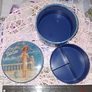 Barbie Blue Round Jewelry Tin with Divided Tray